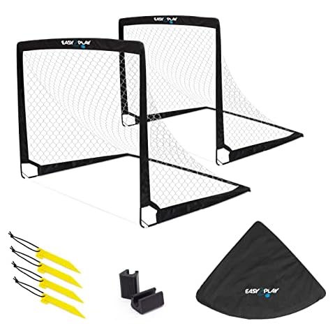 EASY2PLAY - Outdoor Fußballtor 2er Set - Pop up Goal 3 Sekunden Aufbau faltbares Fußballtor je 120x90x90 cm Gestänge aus Fiberglas für Kinder und Erwachsene, Garten, Park und Asphalt 3 Jahre Garantie Cover