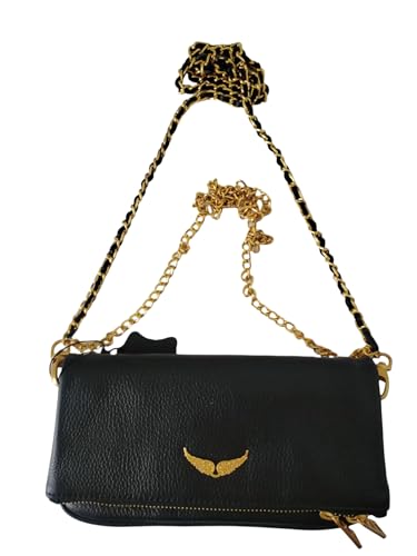 Women's Casual Leather Small Chain Crossbody Shoulder Bag Party Clutch Bag, Black