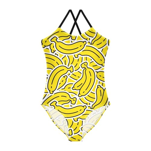 ZZKKO Banana Fruit Cartoon Girls Swimsuit One Piece Bathing Suit for Baby Girls' Swimwear 3-10T