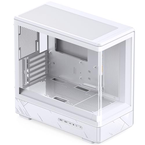 Image of JONSBO D200 White Micto ATX PC Case,Digital Screen, One-Piece Curved Glass Desktop Design 270 Ultra-Wide View,ATX Power supply /Dual240 AIO,GPU<410mm,7 Fan Positions, White