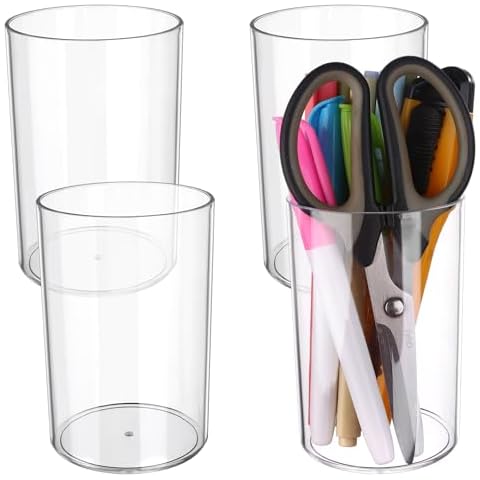 4 Pcs Round Acrylic Pen Holder Set Cover