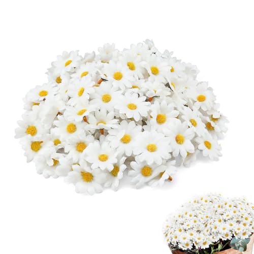 LWLWA 200 Pièces Paquerettes Artificielles, Soie Marguerite Artificielle Blanc, 4 cm Diamètre Fausse Fleur Decoration Bricolage, pour Maison, Jardin, Fête Mariage,...