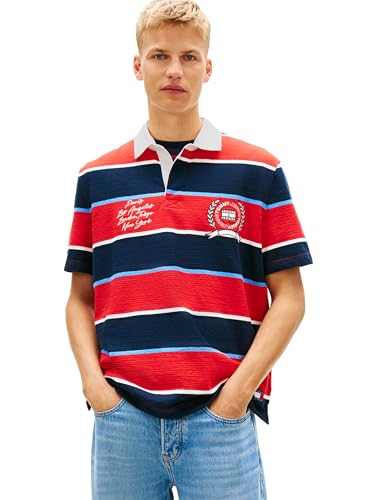 Polo Rugby de Algodón Manga Corta para Hombre Tommy Jeans en Corte Relajado