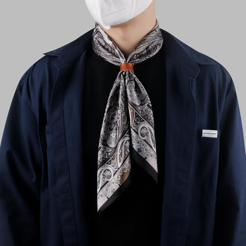 Image of 27.5 Inches Square Silk Feeling Neck Scarf for Men Necktie Silk Bandanas Pocket Square Cowboy Scarves