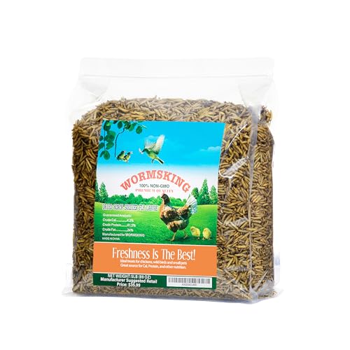 WORMSKING 5LB Dried Black Soldier Fly Larvae, More Calcium Than Dried Mealworms, High Protein Chicken Feed,Duck Food, BSFL, Duck Treats