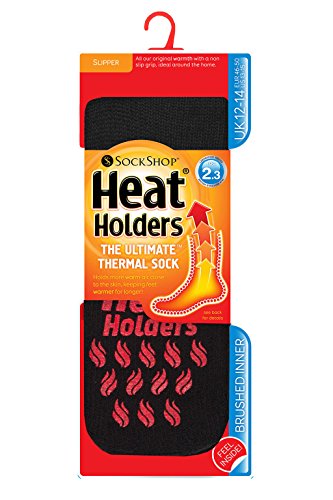 Men's Bigfoot SLIPPER Thermal Heat Holders Socks 13-15 Us Black/Red