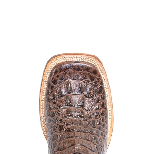 Men's Cowboy Boots Caiman Hornback Print Brown/Black Top EXTRA WIDE SQUARE TOE4
