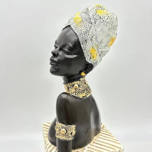 Figura Decorativa Africana Estatua Busto Tradicional 13 Pulgadas miniatura 3