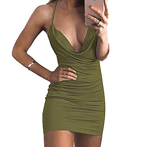 VANCOL Women's Sexy Deep V-Neck Mini Club Dress
