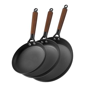 Non Stick Frying Pans, 3 Piece Cast Iron Pans, 8Inch 10Inch 12Inch Cookware Set Cast Iron Skillets, PFAS-Free, Egg Pans Nonstick, Oven Safe Dishwasher Safe, Father Day Gifts for Dad