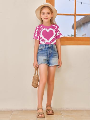 Image of Girls Short Sleeve T Shirts Kids Summer Tops Crewneck Tees 5-14 Years