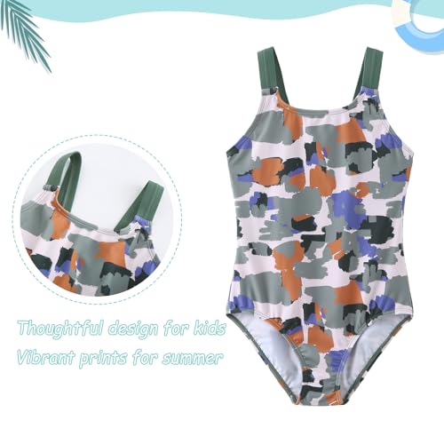 Image of Girls One Piece Swimsuits Tie Dye Bathing Suit Hawaiian Summer Swimwear for Girls 3-16 Years