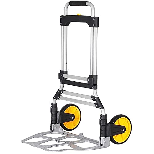 Carritos, Carritos Sin Necesidad De Instalar Carrito De Compras De Aleación De Aluminio, Carrito De Equipaje Plegable Portátil, Carrito Doméstico Ajustable Multifuncional, Carga 330 Lbs/Plata+Neg