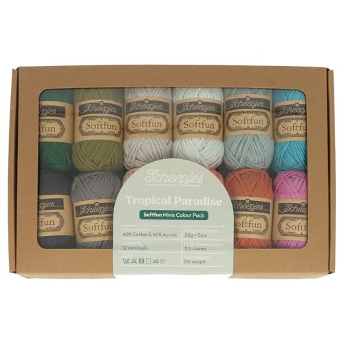 Image of Scheepjes Softfun Color Pack, 12x20g Tropical Paradise, Cotton /Acrylic