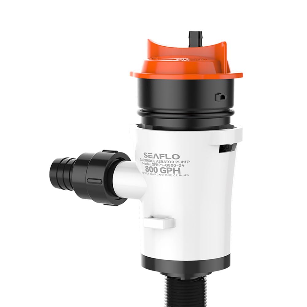SEAFLO Bomba aireadora Livewell - 12 V, 800 GPH, sumergible, cartucho extraíble (recto)