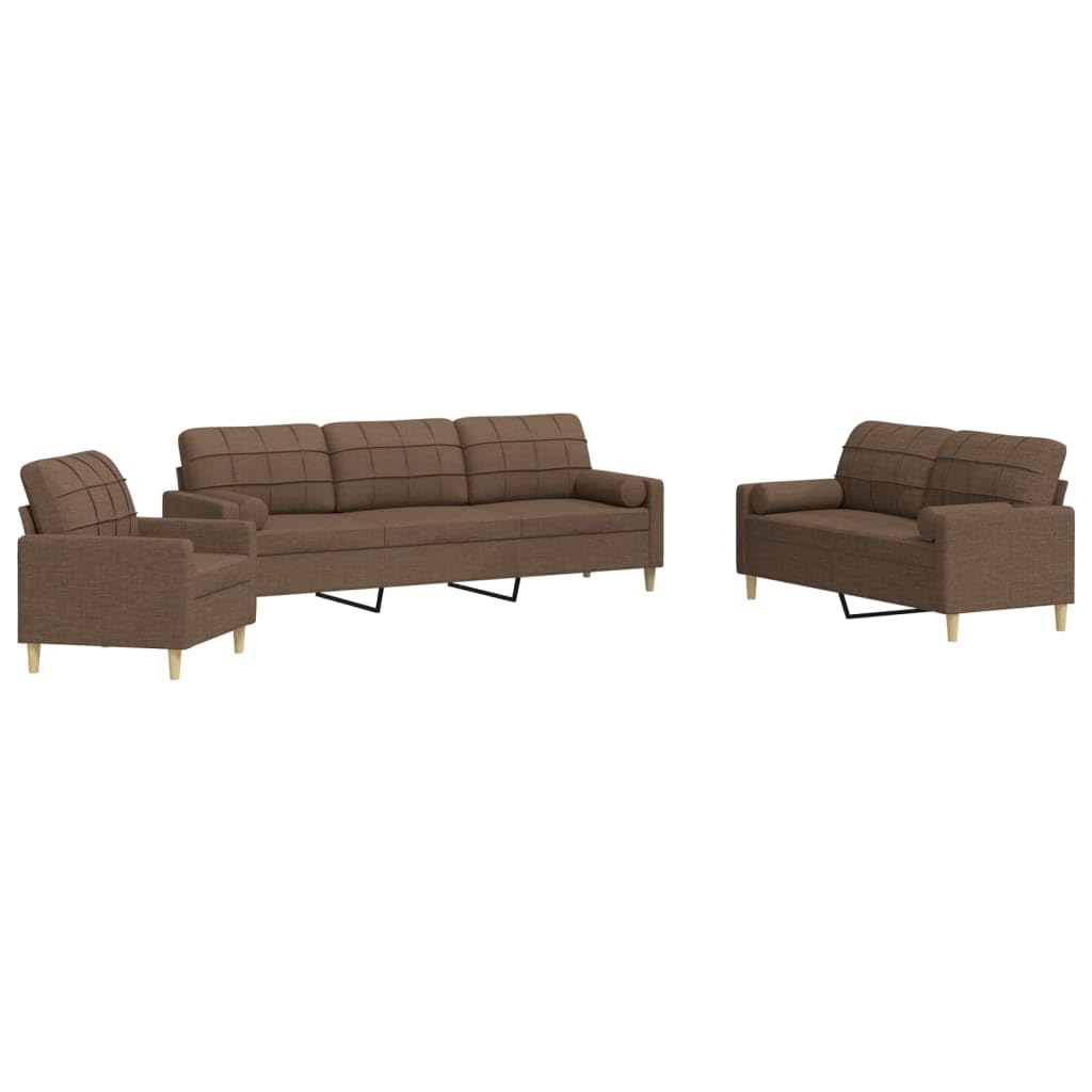 Hothingwell Sofa 3-osobowa brązowa tkanina poliestrowa