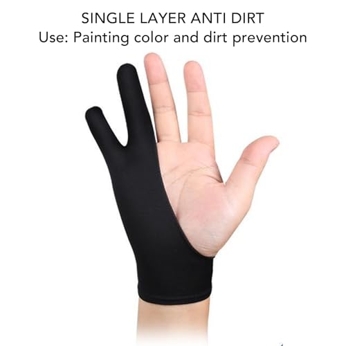 Guante para dibujo artístico, 5 unidades, guantes digitales para tabletas gráficas con dos dedos para actividades creativas, universales para mano izquierda y derecha, color negro (talla S) miniatura 5