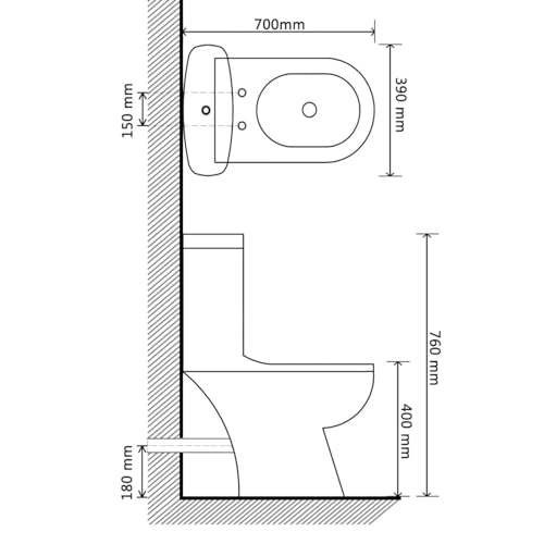 ShGaxin Toilette mit Spülkasten Schwarz – Bild 7