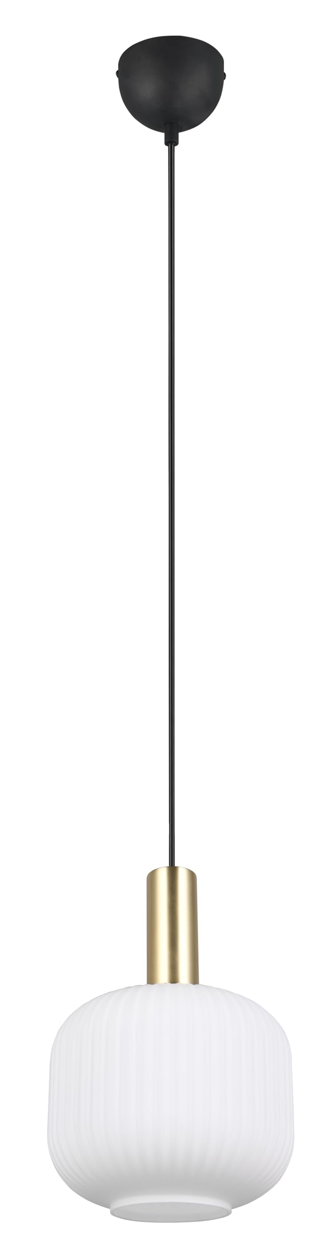 Trio Leuchten Diva 319800108 Pendant Light, Metal Brass/Matt Black, Glass White, excl. 1x E27