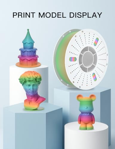 Image of PINBALL Matte Rainbow PLA 3D Printer Filament 1.75mm, Multicolor Fast Color Changing 3D Printing Filament, PLA Filament Dimensional Accuracy + /- 0.02mm, 1 KG (2.2lbs)