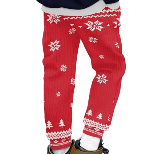 AmzPrint Santa Claus Snowflake Print Christmas Drawstring for Sweatpants Red Workout Active Hiking Pants with Pockets2
