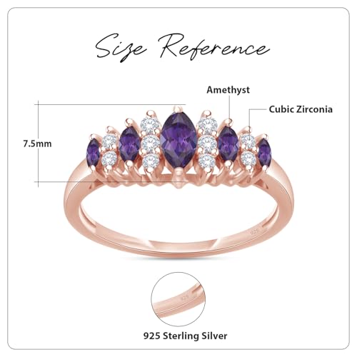 Jewel Zone US Simulated Amethyst & White Cubic Zirconia Wedding Ring in 925 Sterling Silver (0.64 Cttw)3