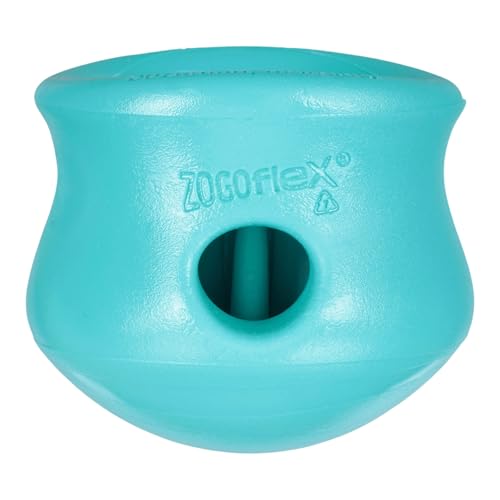 WEST PAW Zogoflex Toppl Interactive Treat Dispensing Puzzle Dog Toy for Mental Stimulation & Enrichment-Holds Kibble & Treats-Lickable Freezable & Dishwasher Safe-Made in USA-Small-Teal