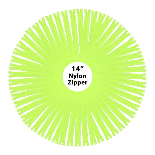 Image of Mandala Crafts 80 PCs Lime Green Closed-End 14 in Nylon Zippers for Sewing