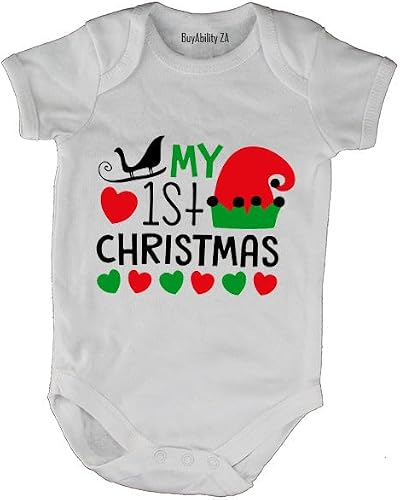 My First Christmas - Elf Hat - Baby Grow
