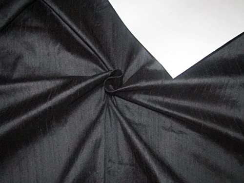 Tissu Dupioni de soie naturelle noire bleue 137,2 cm de large pour styliste et couturière