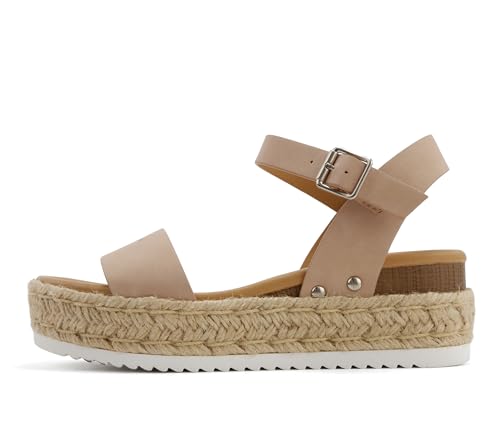 Image of Soda CLIP ~ Women Open Toe Ankle Strap Platform Espadrille Sandal