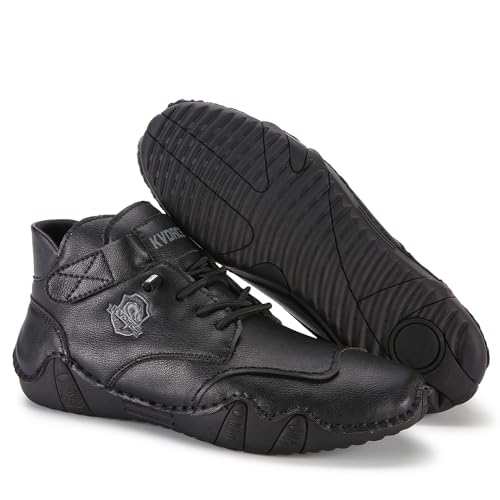 Mens Casual Leather Shoes Ankle Chukka Boots Slip On Mid top Walking Driving Loafer Lace-up Oxford Shoes4