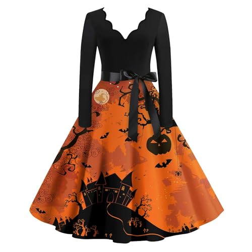 TOFOTL Disfraz Zombie Mujer Fato Halloween Disfraces para Reaper Familia Da 2025 Vestidos de Fiesta Reaper Fato Halloween Costume Woman Women Vestido Elegante Mujer 20-Azafrán XL