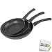 Produktbild 3 teilig Pfannenset aus Aluminium Bratpfannen Pfanne Set Induktion | Antihaftbeschichtung Bratpfannenset | Edelstahl Pfannenset | 20 cm | 24 cm | 28 cm (Schwarz)