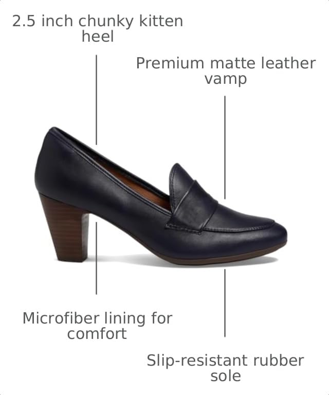 Image of SHODENSE Women Chunky Kitten Heel Pumps Shoes Round Closed Toe Slip On Suede Penny Loafers Matte Block Mid Heels Dress Loafer Almond Toe Comfort Oxford Shoes Office Work Classic Elegant 4-11 M US