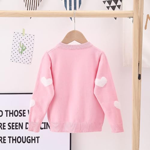 Image of ASHER FASHION Girls Knit Cardigan Heart Sweater Long Sleeve Button Down Love Coat for 2-8 Years Kids Tops