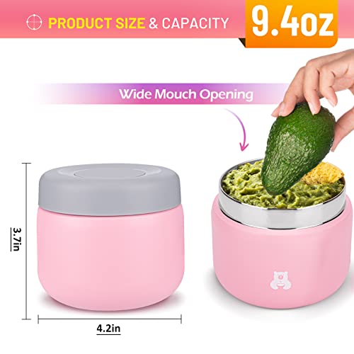 Termo de sopa infantil Charcy de 9 oz en acero inoxidable rosa 4