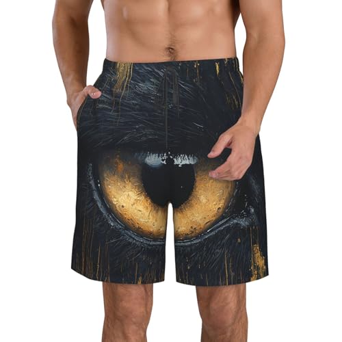 Men's Beach Shorts Board Casual Quick Dry Swim Trunks Holiday - Wolf Eyes Moon Art