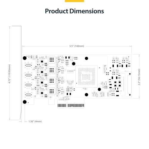 Image of StarTech 4-Port USB-C 10Gbps PCIe Card, TAA (P10Q4C-USB-CARD) | 4x Independent USB 3.2 Controllers, PCI Express 3.0, Standard Profile