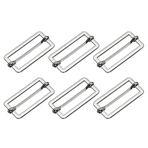 sourcing map Boucle Coulissante, 6pcs 40x17x2.3mm Métal Rectangle Ajusteur Triglides Glisser Boucle Rouleau Stylo Boucles Glisseur Courroie Ajusteur pour...