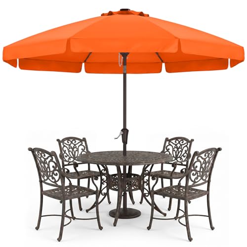 Image of ABCCANOPY 9ft Scalloped Patio Umbrella, Outdoor Table Umbrella with Tilt and Crank, Fiberglass Ribs Deck Umbrella for Patio, Pool, Garden, Picnic (Orange)