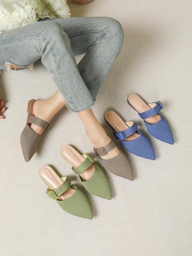 Image of Pointed Toe Mules for Women Flats,Slip On Mules Backless,Wide Width Mules,Mule Slides Flats Sandals