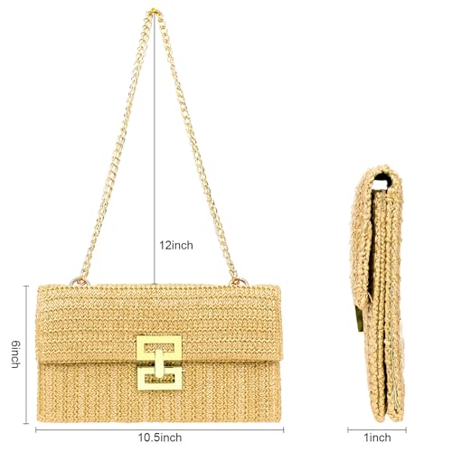 Ondder Women's Straw Woven Shoulder Bag Straw Clutch Purse Woven Beach Bag Crossbody Raffia Shoulder Bag for Women2
