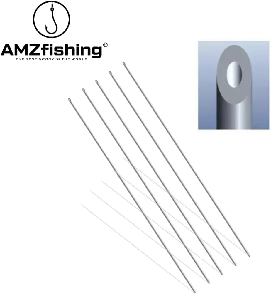 AMZfishing 5 aghi per esche XL con faretina, aghi per vermi, aghi per wattworm, ago per wattworm, ago per vermi