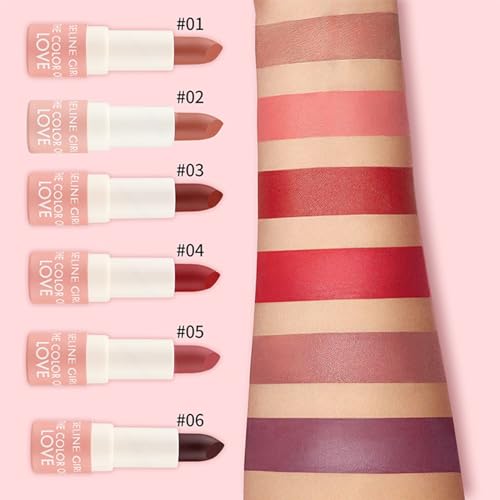 Nude Lipstick,Nude High Impact Lipcolor,Matte Lipsticks For Women Long Lasting Pink Red Lipstick, Waterproof Natural Nude Moisturizing Hydrating High Pigmented Smooth Velvet Texture Lip Stick(#02) - Image 6