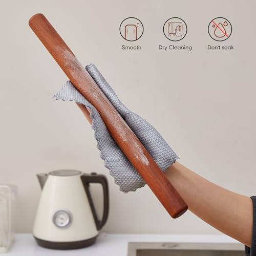 Wood Rolling Pins for Baking- Fulimax 16" Classic Wooden Rolling Pin for Dough, Rodillo Para Masa for Fondant Pizza Pie Crust Cookie Pastry Pasta, Baking Essentials, Rosewood