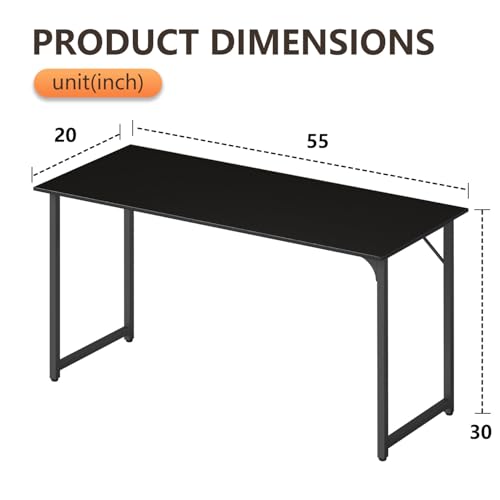 Image of BestOffice Computer Desk,Home Office Desk, Modern Simple Style for Home Office Study Writing (Black, 55 Inch)