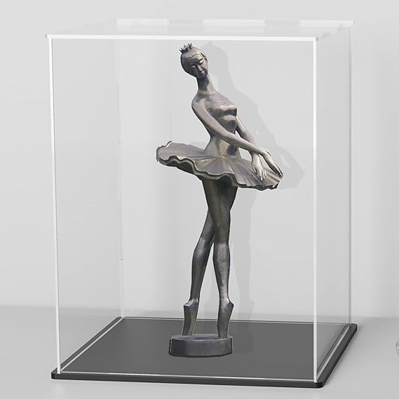 Image of RAPAL Clear Acrylic Display Case, 6 x 6 x 10 inch Self Assemble Small Display Box Stand with Black Base, Dustproof Protection Showcase for Collectibles Memorabilia Figurines