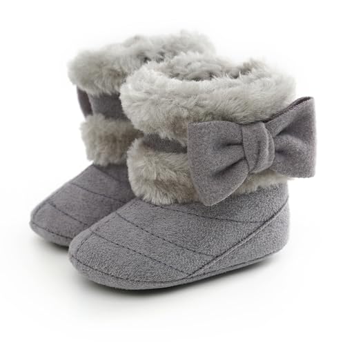 Image of AKINGIO Baby Girls Boys Snow Boots Soft Sole Warm Winter Booties Anti-Slip Toddler Walker Newborn Shoes