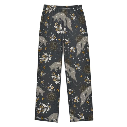 Boys' Pants Magical Fox Plants Stars Moons Long Bottoms Jogger Pants Elastic Waist Trousers with Pockets S-XL